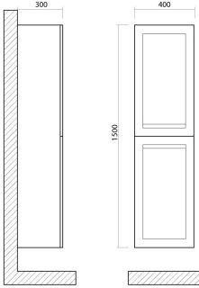 Шкаф подвесной Art&Max Platino 40x150см бирюзовый матовый AM-Platino-1500-2A-SO-TM