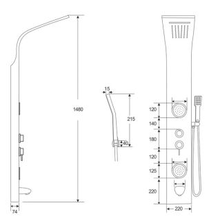 Панель душевая Cerutti SPA Twin S CT9987 с форсунками серебро