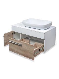 Тумба под раковину Runo подвесная крафтовый дуб Вудлайн 85 (00-00001344)