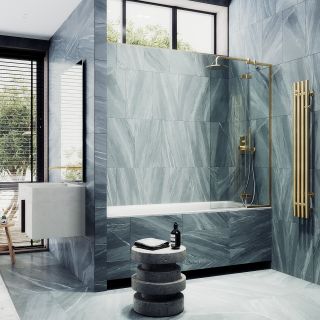 Шторка на ванну MaybahGlass MGV-656-3 69см золото