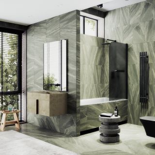 Шторка на ванну MaybahGlass MGV-768-6 40см чёрный