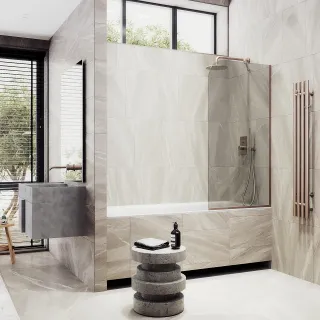 Шторка на ванну MaybahGlass MGV-127-2у 34см бронза