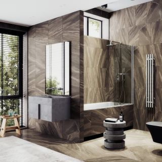 Шторка на ванну MaybahGlass MGV-777-5 60см хром матовый