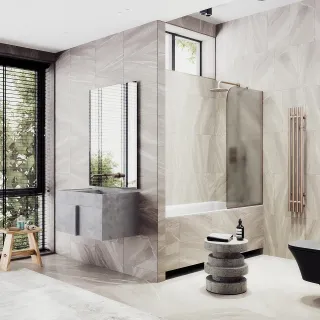 Шторка на ванну MaybahGlass MGV-72-2у 40см бронза