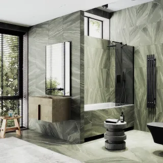 Шторка на ванну MaybahGlass MGV-83-6ш 90см чёрный