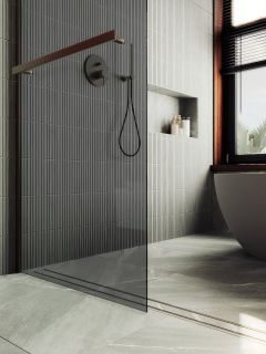 Душевая перегородка MaybahGlass MGD-729-2ш 79см бронза