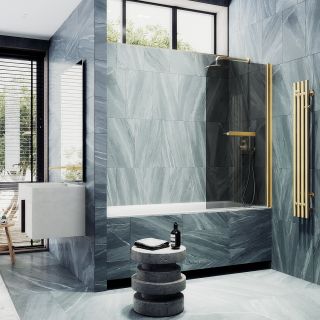 Шторка на ванну MaybahGlass MGV-791-3 80см золото