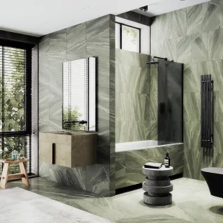 Шторка на ванну MaybahGlass MGV-251-6ш 30см чёрный