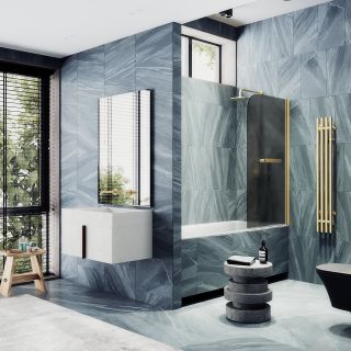 Шторка на ванну MaybahGlass MGV-768-3 40см золото