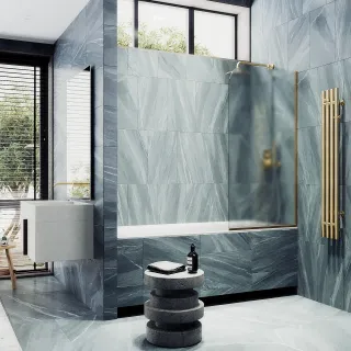 Шторка на ванну MaybahGlass MGV-137-3у 54см золото