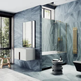 Шторка на ванну MaybahGlass MGV-94-3у 80см золото