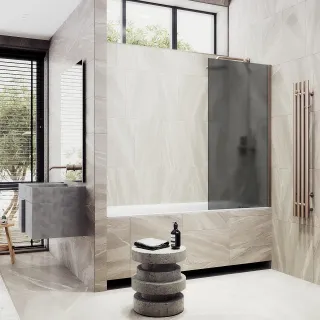 Шторка на ванну MaybahGlass MGV-88-2ш 80см бронза