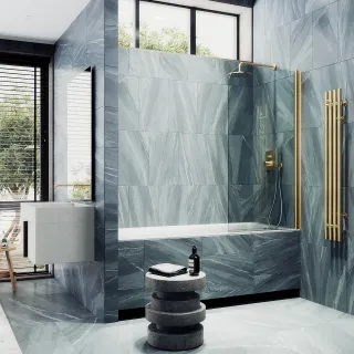 Шторка на ванну MaybahGlass MGV-600-3 80см золото