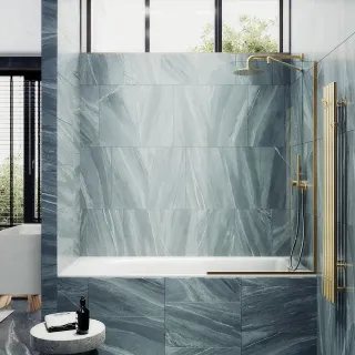 Шторка на ванну MaybahGlass MGV-154-3у 74см золото