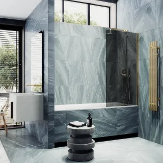 Шторка на ванну MaybahGlass MGV-80-3ш 60см золото