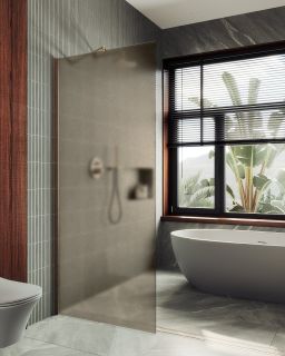 Душевая перегородка MaybahGlass MGD-697-2ш 79см бронза