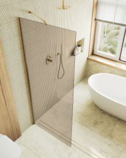 Душевая перегородка MaybahGlass MGD-696-3ш 79см золото