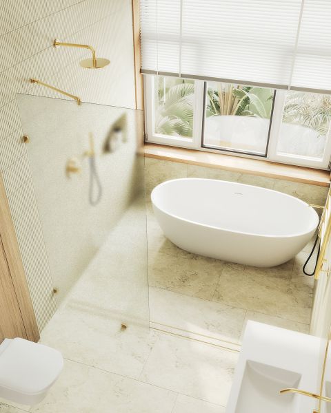 Душевая перегородка MaybahGlass MGD-268-3 79см золото