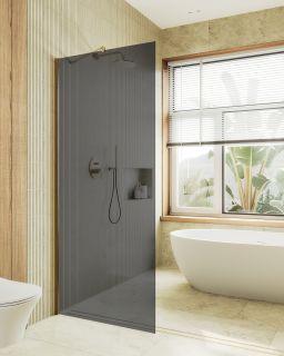 Душевая перегородка MaybahGlass MGD-698-3ш 79см золото