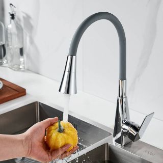 Смеситель для кухни Shevanik S543-9 серый/хром