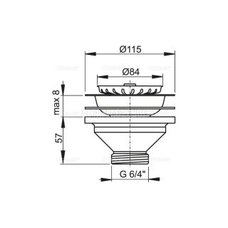 Водослив сифона для мойки AlcaPlast 6/4" с нержавеющей рeшeткой ?115 A37