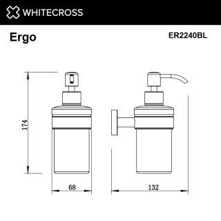 Дозатор для жидкого мыла подвесной WHITECROSS Ergo ER2240BL чёрный матовый
