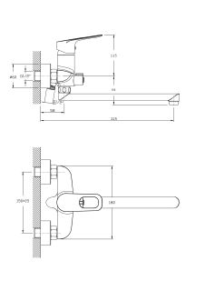 Смеситель для ванны с длинным поворотным изливом RUSH Edge (ED7735-51)