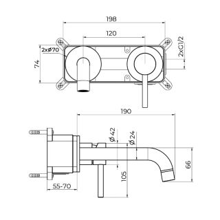 Смеситель для раковины встраиваемый Knotlor SS-25, сатин
