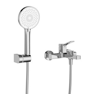 Смеситель для ванны и душа в комплекте с ручным душем, шлангом и держателем BelBagno ALBANO-VASM-CRM