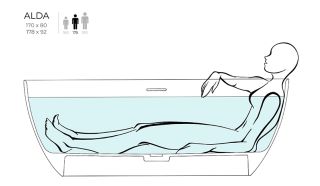 Ванна из искусственного камня Salini Alda S-Sense 101911GRF 178x92см RAL полностью