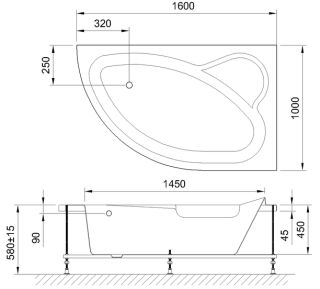 Акриловая ванна Royal Bath Alpine правая 160x100см белый RB819101R