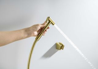 Гигиенический ручной душ Aquatek AQ2054BG со шлангом и держателем шлифованное золото