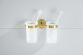 Стакан с держателем двойной Aquatek Европа AQ4117BG шлифованное золото