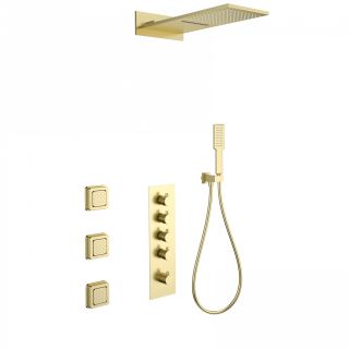 Душевой комплект Wonzon & Woghand WW-D4100-BG с термостатом брашированное золото