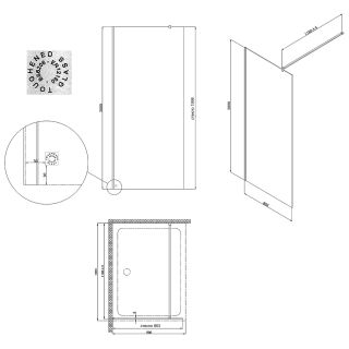 Душевое ограждение AZARIO FELTON 90х200 walk-in AZ-151S 90