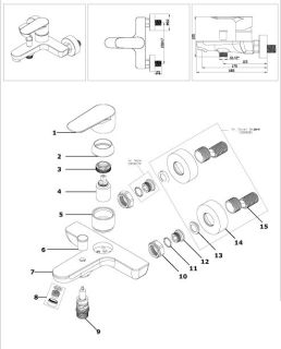 Смеситель для ванны с коротким изливом AZARIO LEYA AZ-15920501