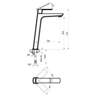 Смеситель для раковины-чаши Azario ATRI AZ-15964551  высокий