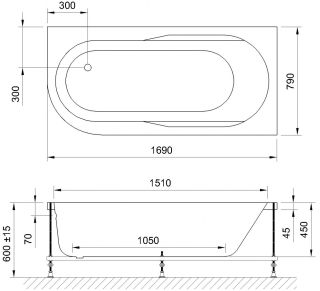 Гидромассажная ванна Royal Bath Azur Standart 170x80см правая белый RB614203ST-R