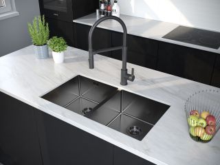 Мойка кухонная Paulmark Gerberg PM237844-GM воронёная сталь