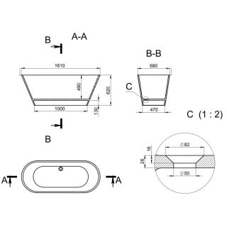 Ванна отдельностоящая Holbi Selena 161x68см белый/цветной матовый 1.01.006.11.2