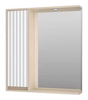 Зеркальный шкаф с подсветкой Brevita Balaton BAL-04075-03-01Л левый 75см белый/бежевый