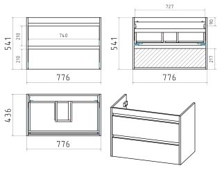 Подвесная тумба под раковину Brevita Balaton BAL-06080-01-01П2Я 80см белый