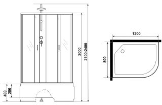 Душевая кабина Niagara NG-2310-14LBK 120x80см серебро/матовое
