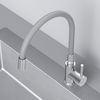 Смеситель для кухни Am.Pm X-Joy S F85B07605 с гибким изливом серый/хром