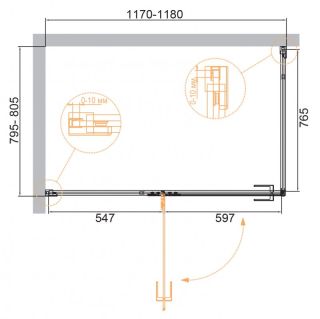 Душевой уголок Cezares Bellagio 120x80см брашированное золото BELLAGIO-AH-1-120/80-C-BORO