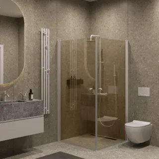 Душевой уголок на монопетле by Deonria U-80-79-6-BR-T 80x79см белый/бронза