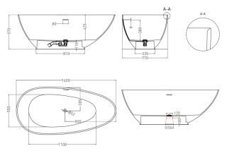 Ванна из искусственного камня Salini Paola S-Stone 101511SM 160x77см белый матовый