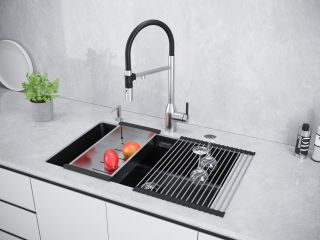 Мойка кухонная Paulmark Lumi LU74-BLM чёрный металлик