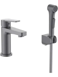 Смеситель для раковины с гигиеническим душем Aquatek Лугано AQ1712BGM оружейная сталь