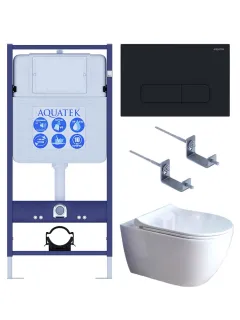 Комплект SET AQUATEK ПОЛАРИС-01-017 4в1 унитаз с инсталляцией кнопкой и сиденьем микролифт